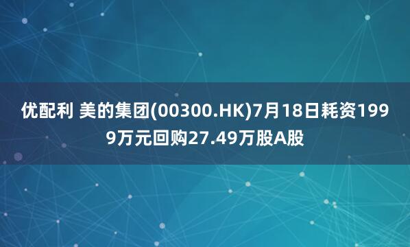 优配利 美的集团(00300.HK)7月18日耗资1999万元回购27.49万股A股